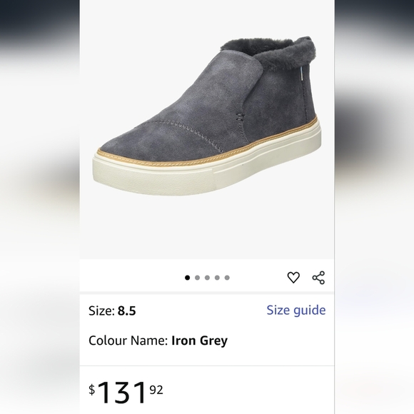 TOMS Women's Paxton Sneaker Boot Size 8.5 Fur Lined Shoe Gray Suede Cozy - Picture 16 of 16